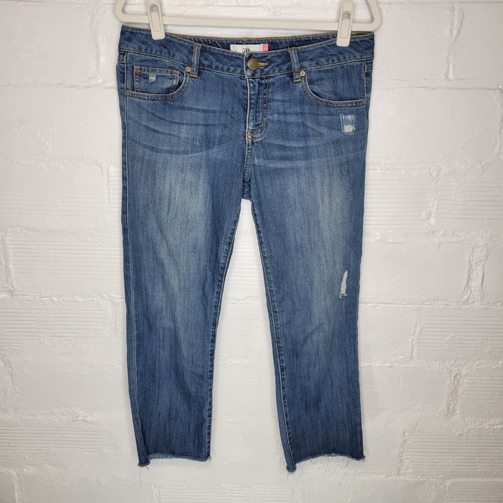 Cabi Jeans Women's Size 8 Jeans Slim Boyfriend Distressed Raw Hem